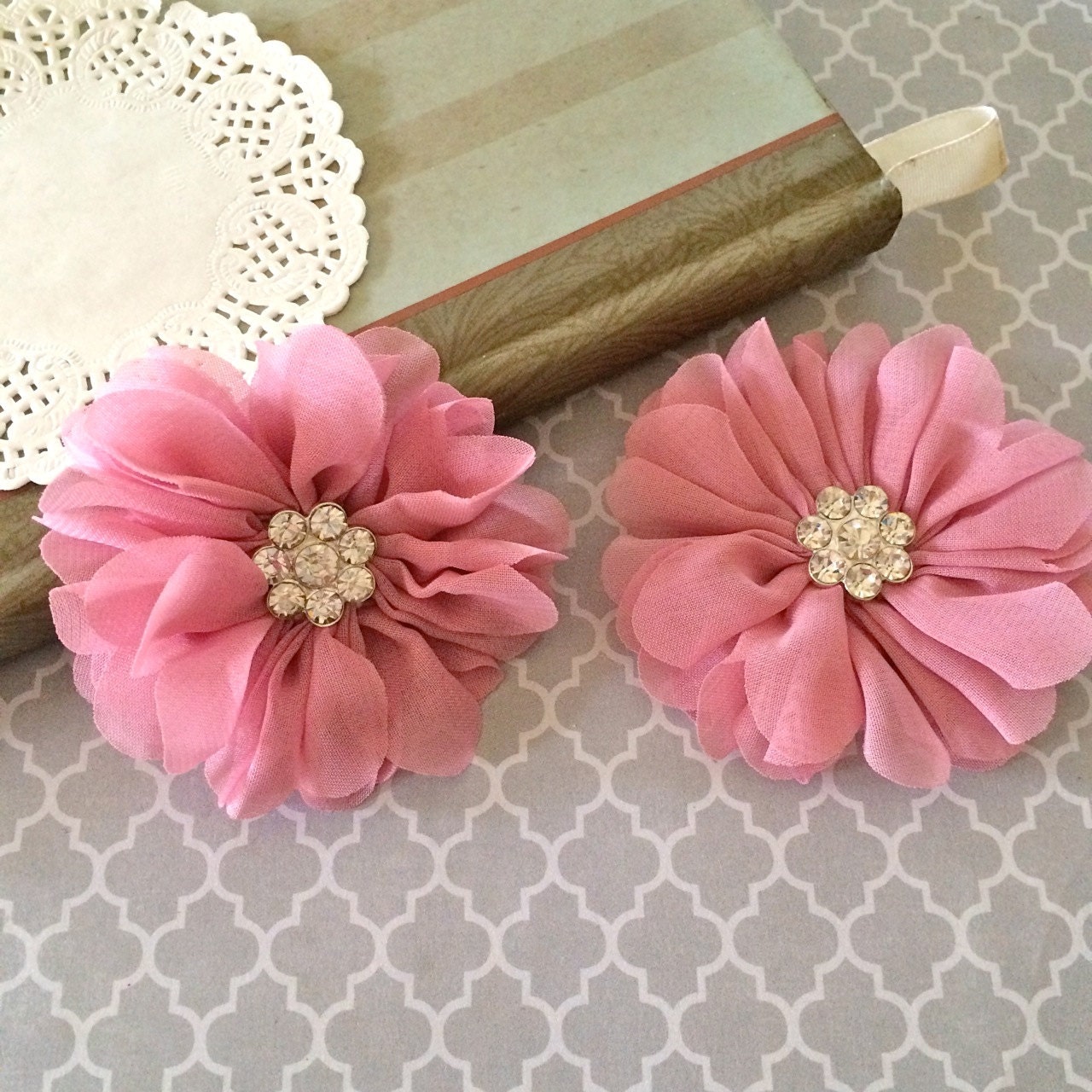 3 Silver Chiffon Ballerina Flowers with by isakayboutique on Etsy