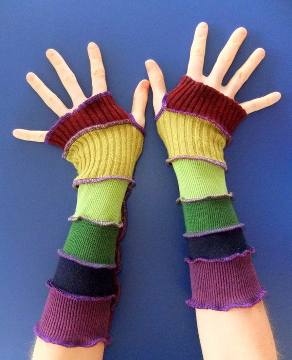 Rainbow Arm warmers Long Gloves ONE SIZE by Fairytea on Etsy