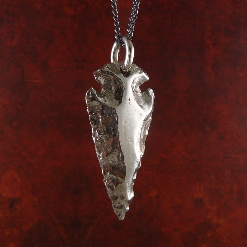 Arrowhead Necklace White Bronze Arrowhead Pendant on