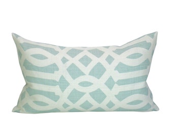 Imperial Trellis lumbar pillow cover in Mineral