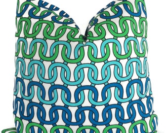Trina Turk Links Azure Indoor Outdoor Pillow Cover, Schumacher, 18x18, 20x20, 22x22, Accent Pillow, Throw Pillow, Pillow Cover
