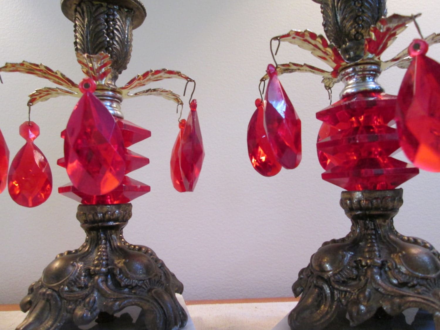 Red Glass Candle Holders Ruby Red Glass Vintage Taper Candle   Il Fullxfull.623910613 Rrjy 