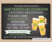 St. Patricks Day party invitation, St. Patty's Day beer party invitation, green, beer and chalkboard printable invite. Il_170x135