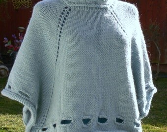 Vintage teal green Wool Poncho