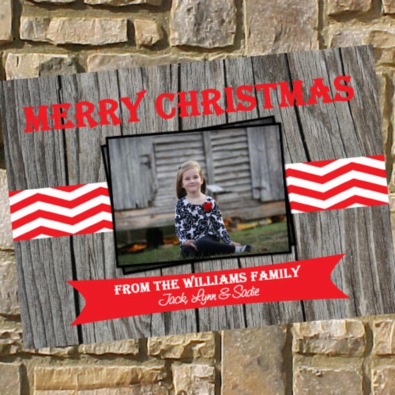 Printable and Customized Holiday Photo Card. Personalized Christmas Card. Rustic Holiday Card. Il_570xn