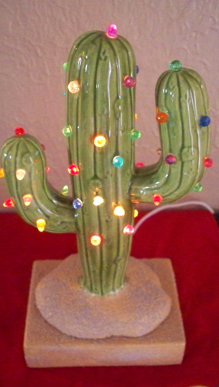 Vintage Christmas Lighted Cactus Christmas Tree Decor