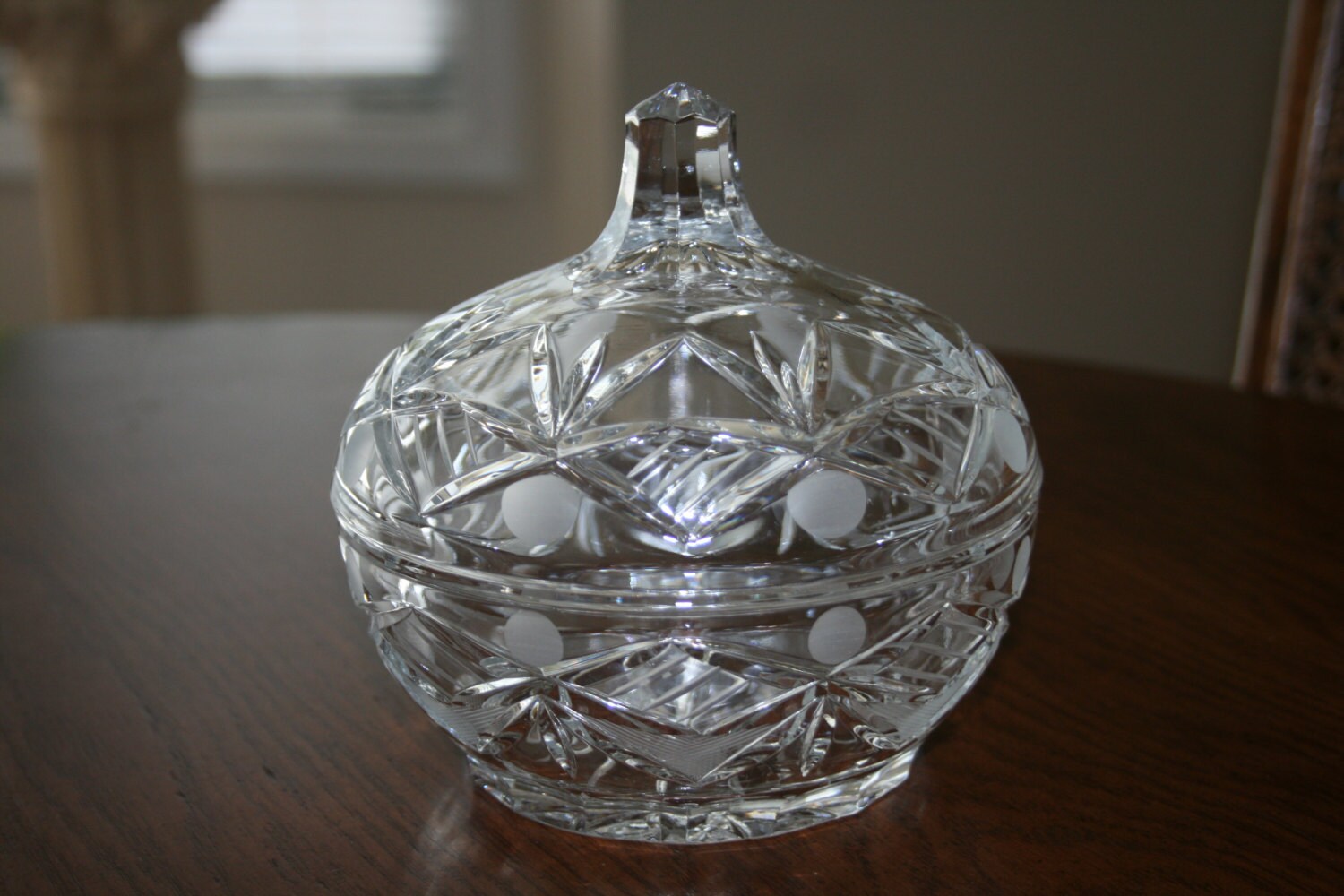 Vintage Cut Crystal Covered Candy Dish Hollywood Regency