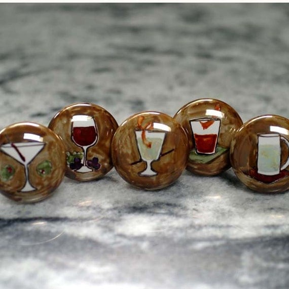 Hand painted knob ceramic knobs in barware by TinyBrushes