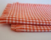 Orange Check Linen Napkins...20" Square (Set of 4)