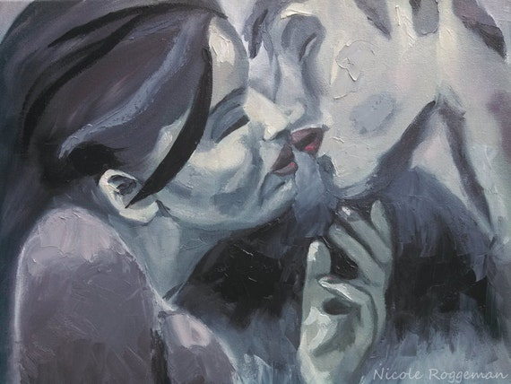 Kiss romantic art sensual art lust impressionistic black