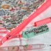 neon pink zipper pouch / girly gift / pink make up bag / flowers and stripes / cosmetic bag / spring gift