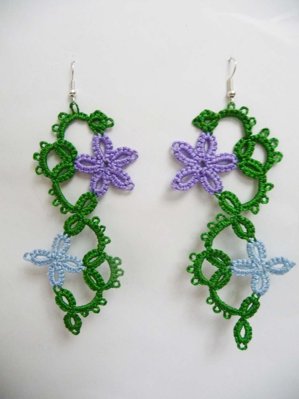 Tatting earrings handmade jewelry lace earrings