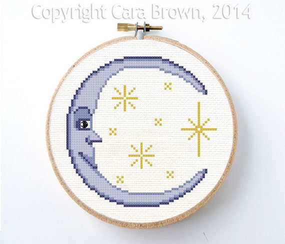 Moon and Stars Cross Stitch Pattern PDF Digital Instant