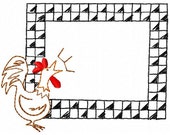 Rooster Quilt Label Embroidery Design - Instant Download