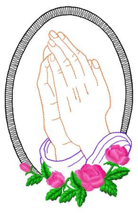 Praying hands embroidery design instant download