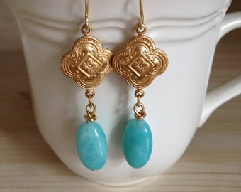 Beautiful Peruvian Amazonite Dangle Earrings