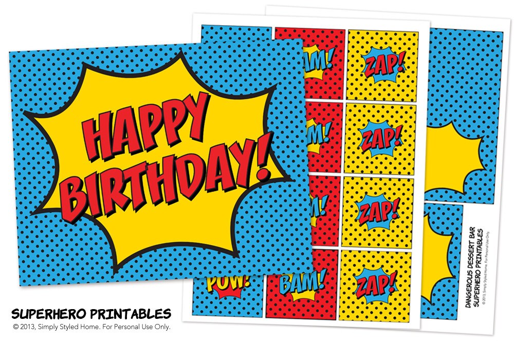 INSTANT Superhero Birthday Printables The by SimplyStyledHome
