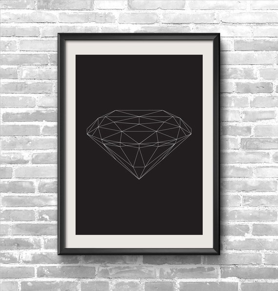 Items similar to Diamond geometric triangles print on Etsy