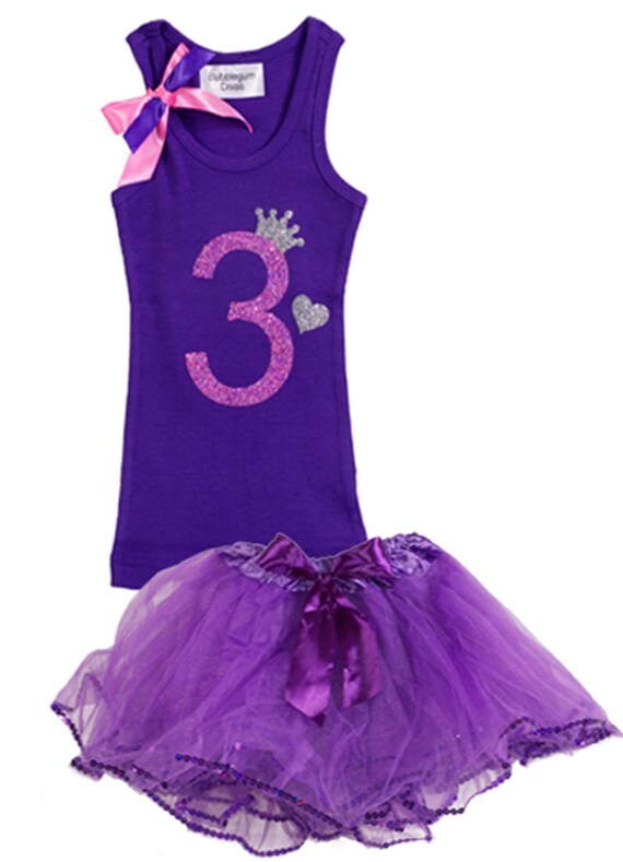 Girls 3rd Birthday Outfit Purple Birthday Tutu by BubbleGumDivas