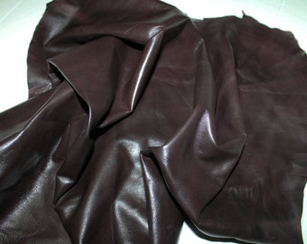 Italian Lambskin leather hide skin pelt MOHOGANY BROWN DISTRESSED 6sqf