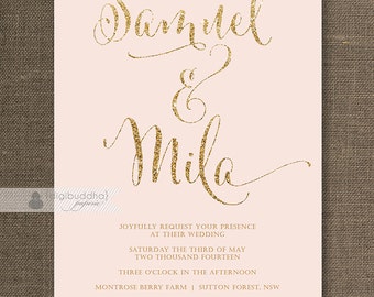 Blush gold wedding invitations uk