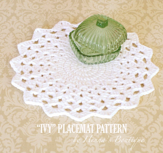 Crochet Placemat Pattern Round IVY Placemats PDF