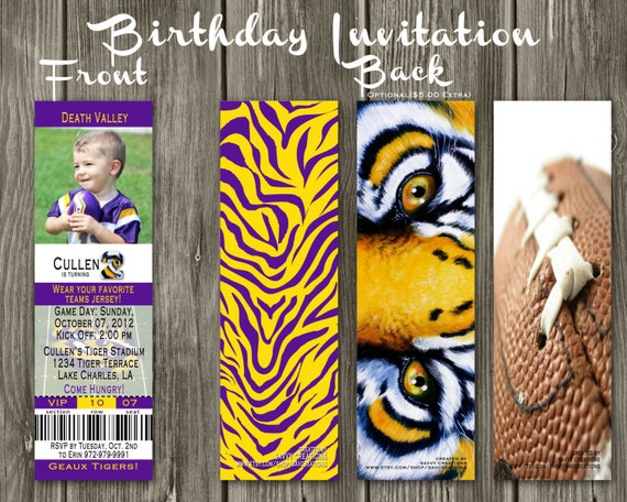 LSU Football Birthday Ticket Invitation Il_570xn