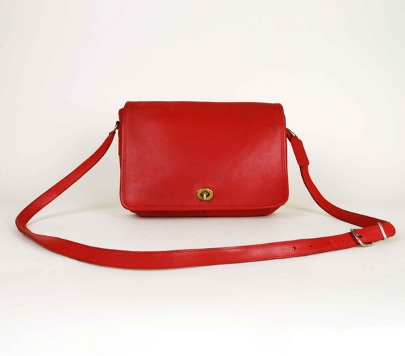 Vintage Coach Purse // 1970&#39;s Red Leather by independencevintage
