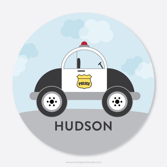 Personalized Plate for Kids - Police Car Plate - Add Bowl Option Il_570xn