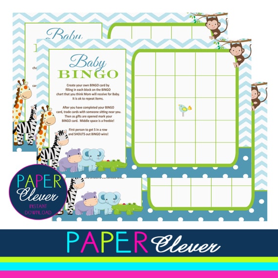Baby shower game "BINGO" - jungle, modern - instant download #278097 Il_570xn