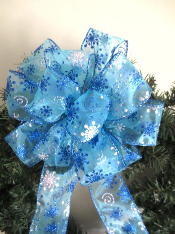 blue bow wreath bow christmas bow tree topper bow blue bow wreath bow christmas bow tree topper bow