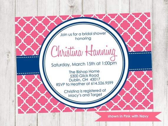 Bridal Shower Invitation - Printable Bridal Shower Themed Quatrefoil Invitation Il_570xn