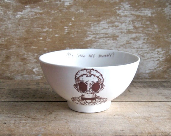 Are You My Mummy, Empty Child Bowl, Doctor Who Cereal Bowl, Porcelain Phone Box, Ready to Ship