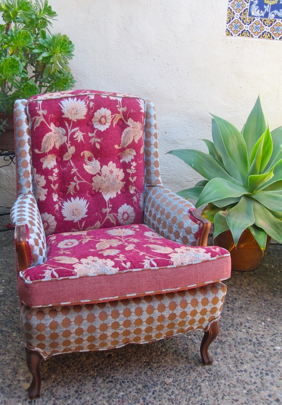 Pink Patterned Chair | pink patterned wingback chair sold Pink Patterned Chair | pink patterned wingback chair sold