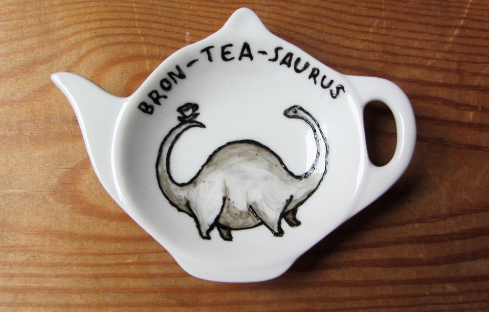 Bronteasaurus Tea Bag Tidy Dinosaur spoon rest