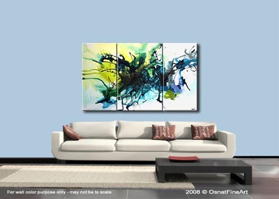 Blue Green Original Contemporary Abstract Acrylic Painting on