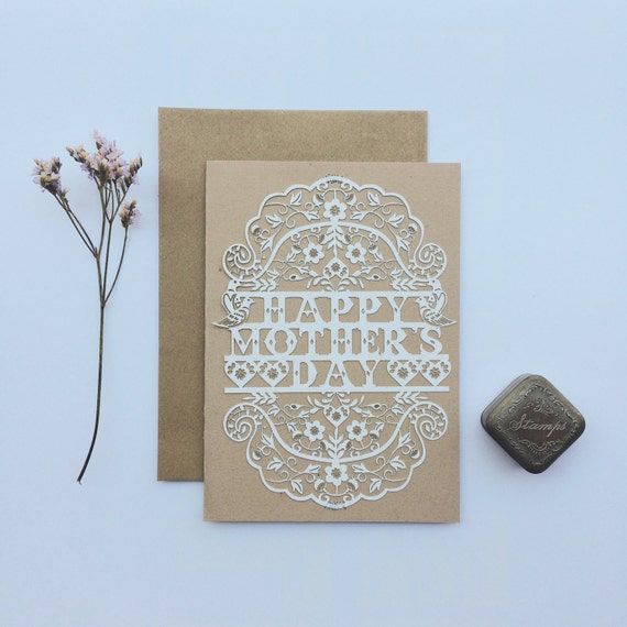 Items similar to Laser Cut Mother's Day Card Natural on Etsy