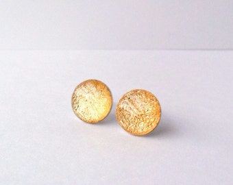 Black gold post earrings heart stud earrings by ThePurpleBalloon