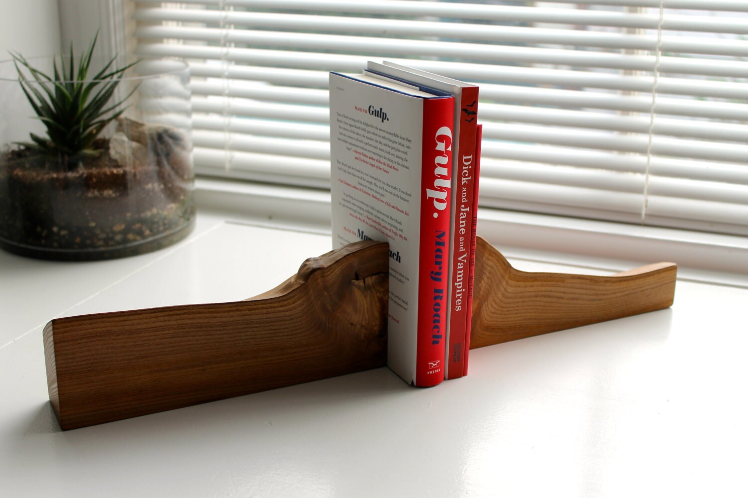 Live Edge Wood Bookends natural Red Elm by TheDesignPallet