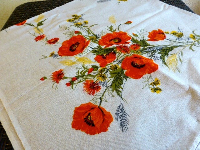 Vintage Orange Poppies Tablecloth by AZCindy on Etsy