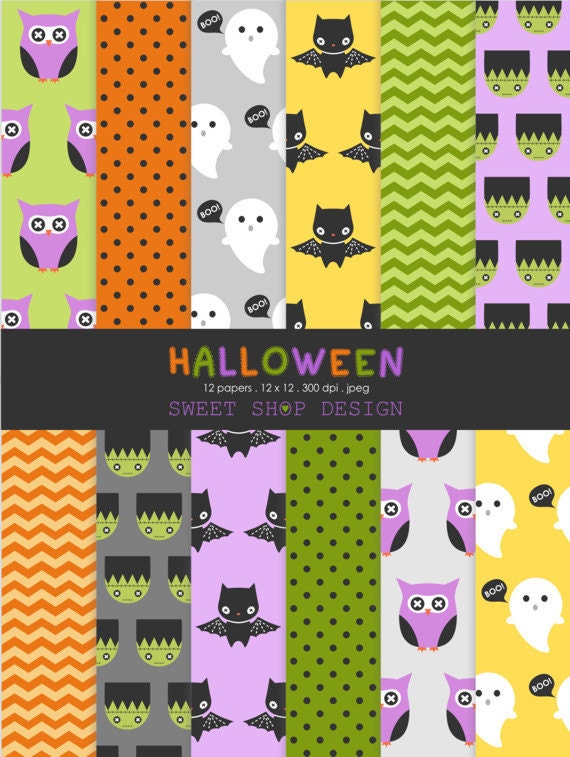 Halloween Digital Paper: CUTE HALLOWEEN Printable Scrapbook