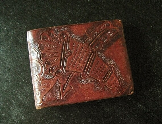 Vintage 1960&#39;s Unisex Mexican Leather Wallet by StylishLight