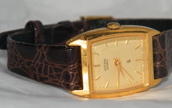 citizen quartz 23k gold plated watch