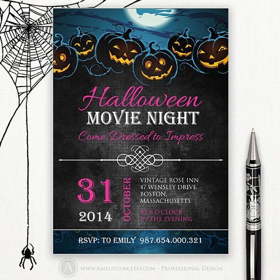 Halloween Movie Party Invitations 1