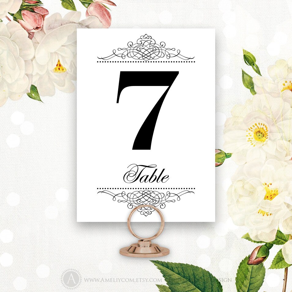 Printable Table Numbers Cards 5 x 7 Wedding
