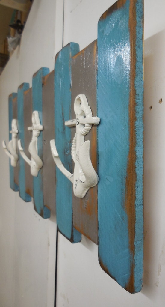 Nautical Coat Rack Coastal Wall Decor Beach by LynxCreekDesigns