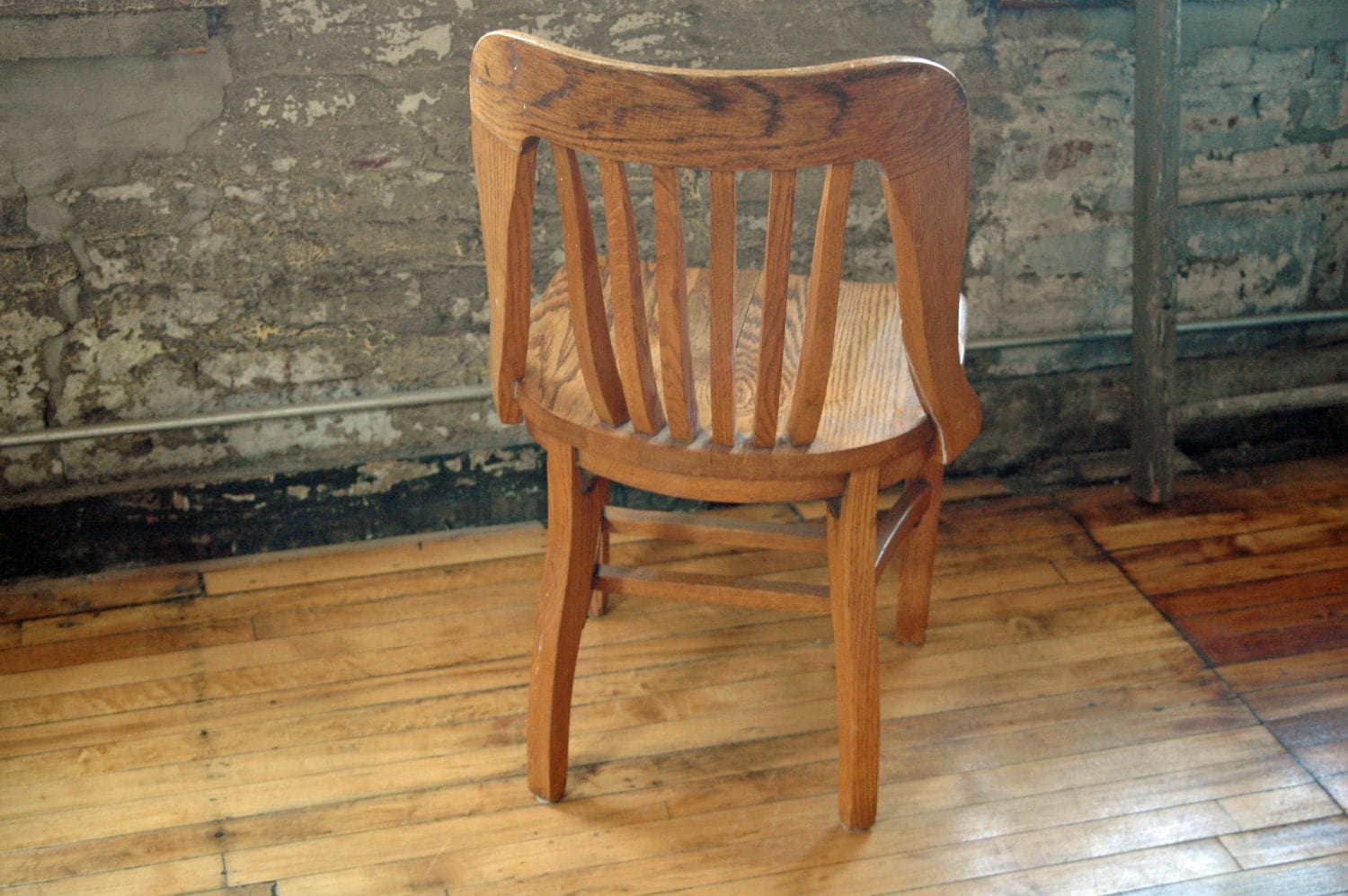 Vintage Wooden Oak Library Chair Bankers by territoryhomegoods