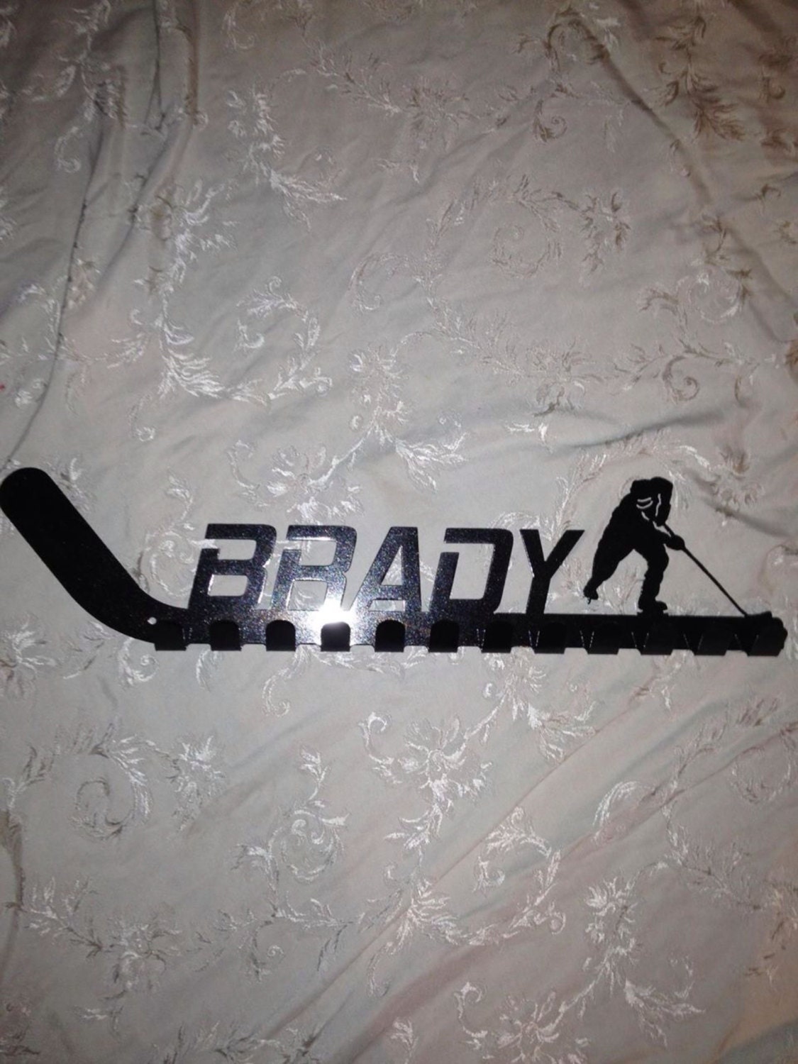 Large personalized hockey stick medal holder hat holder ect