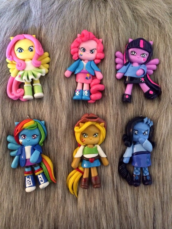 Items similar to 1 set of Little Pony Girl Polymer Clay Charm Bead