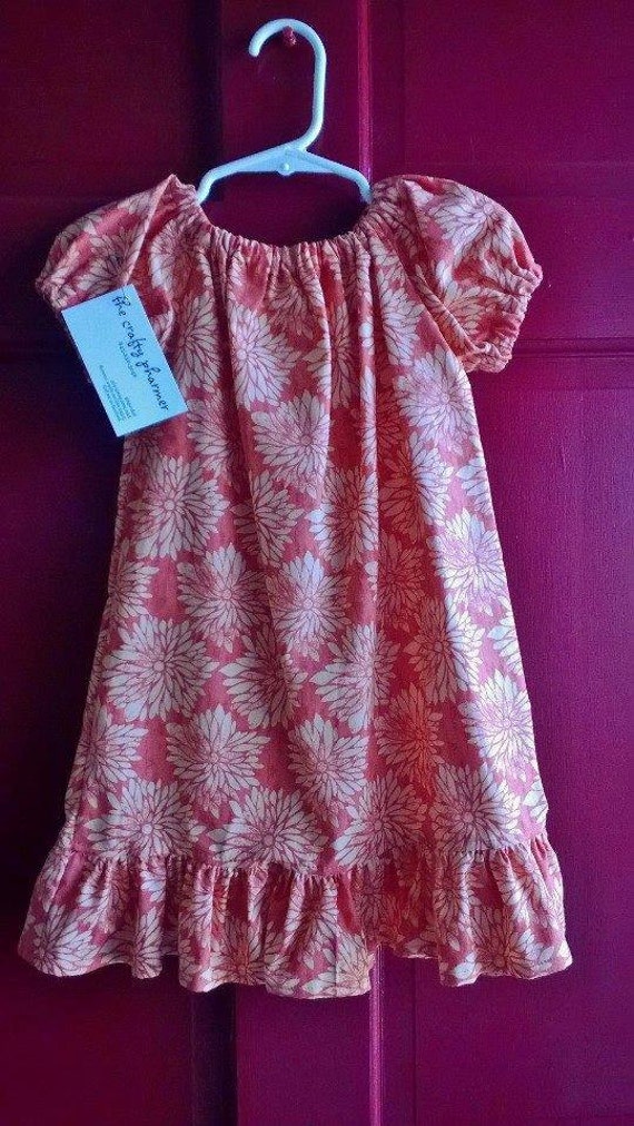 Peasant Dress Short Sleeve Ty Pennington Orange Dahlias 3T